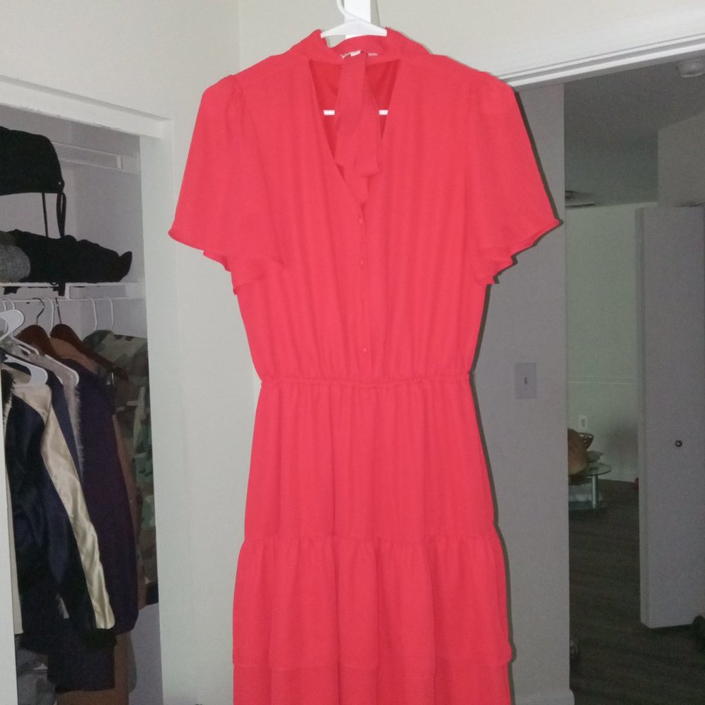 Red dress with bow on neck